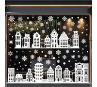Christmas Window Stickers 18 Sheets Festive Xmas Decorations, Snowflakes & Scenes, Easy Peel & Stick, Ideal for Home, Shops, Parties, Creating Joyful Holiday Ambience