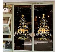 Christmas Window Stickers, 2 Pieces Christmas Tree Window Stickers Decorative Static Clings for Glass Door Mirror Home Store Wall Thanksgiving Holiday