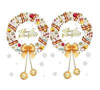 Christmas Window Stickers 2PCS Large Static Cling Wreath Window Clings 17.7x23.6 Inch Reusable Xmas Decorations for Home and Office