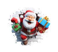Christmas Window Stickers,3D Santa Claus Wall Sticker Xmas Decorations Removable Art Window Christmas Decal with Breaking Wall Effect Sticker Decal Office Decor for Living Room Bedroom (Santa Claus-1)
