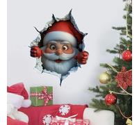 Christmas Window Stickers,3D Santa Claus Wall Sticker Xmas Decorations Removable Art Window Christmas Decal with Breaking Wall Effect Wall Office Living Room Decorations for Living Room Bedroom Car