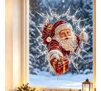 Christmas Window Stickers 3D Santa Window Clings Christmas Decorations | Funny Breakthrough Santa Snowman Glass Stickers Removable Christmas Window Decorations