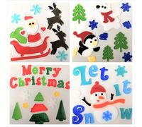 Christmas Window Stickers, 4 Sheets, Christmas Gel Clings (Design 3)