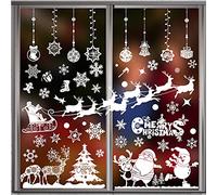 Christmas Window Stickers 8 Sheets Window Sticker Decor Snowflakes Window Pictures for Doors, Shop Windows, Glass Fronts, Christmas Decoration Reusable (White)