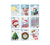 Christmas Window Stickers, 9 Pcs Christmas Staic Clings Stickers Window Decals Reusable for Xmas Winter Decorations with Snowflakes Reindeer Santa Claus