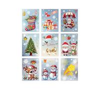 Christmas Window Stickers, 9 Pcs Christmas Staic Clings Stickers Window Decals Reusable for Xmas Winter Decorations with Snowflakes Reindeer Santa Claus