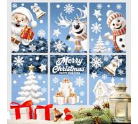 Christmas Window Stickers, BeiHeng 9 Sheets 146PCS Large Double Sides Christmas Window Clings White 3D Window Decals for Glass Windows Christmas Party Decorations