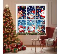 Christmas Window Stickers, Christmas Window Clings,123 Elements Santa Claus Xmas Window Clings Christmas Decorations, Reusable Snowflake for Window Xmas Stickers, 30 * 20CM