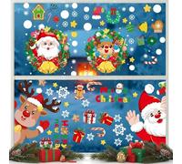 Christmas Window Stickers, Christmas Window Clings, 79 Elements Christmas Decorations, Santa Claus Xmas Clings, Reusable Snowflake Stickers for Xmas Window Decorations Indoor