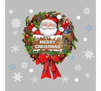 Christmas Window Stickers, Christmas Window Stickers, Self-Adhesive, Santa Wreath, Snowflake Window Decoration, Window Sticker, Double-Sided PVC Sticker for Glass Windows, Christmas Decoration