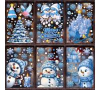 Christmas Window Stickers Cute Snowman Snowflake Window Clings Decals Reusable Static Clings Window Clings for Glass Windows for Winter Christmas Decorations
