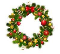 Christmas Window Stickers Display - Christmas Wreath with Baubles and Bow - Christmas Window Decorations - Reusable Sticker for Windows and Door - Festive decorative decals - Medium