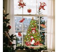 Christmas Window Stickers Double Sided Peeping Santa Reindeer Snowman PVC Clings 2 Sheets 21x28cm
