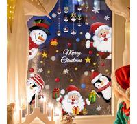 Christmas Window Stickers,Double Sided Santa Claus Snowman Penguin Christmas Window Decorations Stickers, Reusable PVC Window Stickers for Xmas Holiday Home Party Mirror Decor