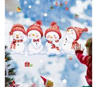 Christmas Window Stickers, Double Sided Snowman Christmas Window Decorations Stickers, Reusable PVC Window Stickers for Xmas Holiday Home Party Mirror Decor