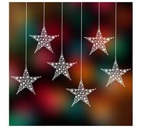 Christmas Window Stickers Extra Large - Xmas Star Hanging Bauble Window Cling Decorations - 6 Extra-Large Christmas Bauble Window Sticker
