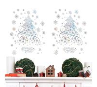 Christmas Window Stickers, Large Format, 35.4 x 50 cm, Reusable and Electrostatic, Fir and Decorations for, Door, Removable Party Stickers for the Winter Seasonal House