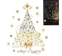 Christmas Window Stickers - Static Stickers for Christmas Window Display | Christmas Star Tree with Christmas Stars | Shopping Mall Glass Window Scene Layout Stickers, Home Decor, Christmas Partys