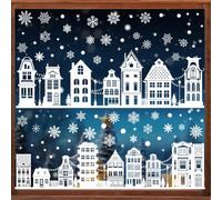 Christmas Window Stickers White Double Sided Xmas Window Decorations Decals 9 Sheets Snowflake Window Cling for Christmas Window Indoor Decorations