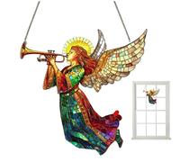 Christmas Window Sun Catcher - Stained Glass Effect Ornament, Holiday Decor Hanging Winter Window Accent, Colorful Festive Display | Seasonal Home Tree Lights Snowflake Santa Reindeer for Decoration