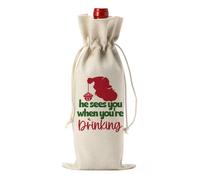 Christmas Wine Bag Merry Christmas Wine Bottle Gift Bags With Drawstring Xmas Party Decorations Gifts for New Year Holiday Wedding Parties He Sees You When You're Drinking Bottle Wraps Bags
