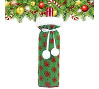 Christmas Wine Bags | Red White and Green Knitted Wine Bottle Bag,Restaurant Holiday Decorations Table Centerpiece, White Collar Wine Bags for Friends Family