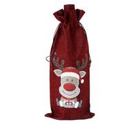 Christmas Wine Bottle Bags with Drawstring DIY Diamond Art Painting Burlap Wine Gift Bags, Christmas Burlap Wine Bottle Bags for Presents, Home Storage, Travel or Christmas Holiday Party (deer)
