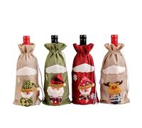 Christmas Wine Bottle Bags with Drawstring, Santa Clause Snowman & Reindeer Wine Gift Bags, Reusable Bottle Gift Bags for Wedding, Birthday, Blind Tastings, Christmas, Party