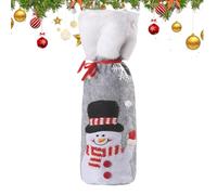 Christmas Wine Bottle Cloth Covers - Reusable Holiday Decoration with Drawstring Wine Bottle Covers for Wedding Birthday Party New Year Meeting, Snowman, Se référer au descriptif, Refer to description