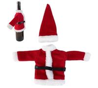 Christmas Wine Bottle Cover, Christmas Santa Wine Bottle Cover with Hat, Cute Red Wine Bottle Suit Set for Christmas Holiday Carnival Parties Decoration