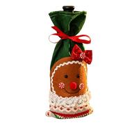 Christmas Wine Bottle Cover, Christmas Wine Cover | Wine Cover Protector Party Bags | Fabric Packaging Bags, Table Decoration, Gingerbread Man Bottle Cover with Drawstring, Party Decoration, Green