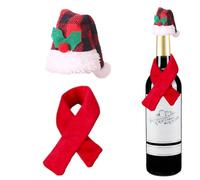 Christmas Wine Bottle Cover - Festive Hat Scarf Design, Decorative Wine Bottle Protector | Cute Wine Cover with Hat Scarf for Tree by N, a, riferimento alla descrizione, home