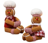 Christmas Wine Bottle Cover, Unique Funny Xmas Plush Stuffed Gingerbread Ornaments 2Pcs Gingerbread Decor, Christmas Decorations, Decor.