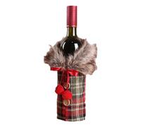 Christmas Wine Bottle Cover, Wine Bottle Sweater with Faux Fur Collar and Buttoned Coat | Christmas Wine Bottle Cover Decorations for Christmas, M, red, riferimento alla descrizione, Reference