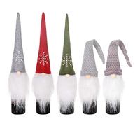 Christmas Wine Bottle Covers 5pcs Decorative Handmade Santa Claus Xmas Wine Bottle Covers Bags for Whiskey Spirits Champagne Christmas Party Decorations Festival Dinner Party Table Xmas Holiday Gifts
