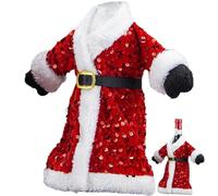 Christmas Wine Bottle Covers Santa Claus Coat Bottle Wrap Reusable Glitter Sequin Wine Bottle Covers for Xmas Party Supplies
