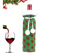 Christmas Wine Bottle Decoration,Christmas Bottle Covers - Red White and Green Knitted Wine Bottle Bag | Christmas Wine Bottle Clothes with White Collar, Table Centerpiece for Home Restaurant