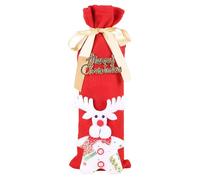 Christmas Wine Bottle Gift Bags Xmas Bags, Santa Snowman Reindeer Designs, 34 cm x 12 cm, Red with Gold Bow (Red C, One Size)