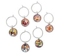 Christmas Wine Charms Set of 6 - Santa, Elf, Reindeer, Penguin, Gingerbread Man & Snowman - Festive Wine Glass Markers for Christmas Parties, Dinners, Entertaining & Holiday Table Decorations