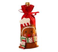 Christmas Wine Cover | Wine Bottle Cover Bottle Bag | Wine Cover with Drawstring, Bottle Covers Gingerbread Man Wine Bags, Christmas Decorations