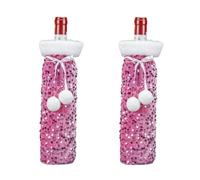 Christmas Wine Covers 2 Pieces Christmas Wine Set Decorations Wine Bottle Bag Hotel Table Dress Up Pink