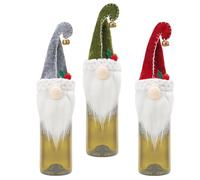 Christmas Wine Covers, Wine Covers for Wine Bottles, 3 x Soft Christmas Gnome Costume - Holiday Wine Bottle Covers, Swedish Tomte Gnomes, Christmas Wine Bags for New