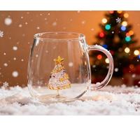 Christmas Wine Glasses with Xmas Tree Figurine Inside, 3D Christmas Stemless Drinking Glass Cup, Xmas Tree Goblet For Wine Water Milk Goblet-Drinking Glass Cup, Birthday Gifts for Women Friends