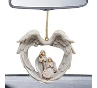 Christmas Wings Decoration - Each Angel Wing Decoration, The Holy Family Under Angel Wings Pendant Resin Crafts | Car Interior Decoration, Party Gift