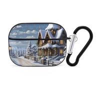Christmas Winter AirPods Pro 2 Case Cover, Shockproof Hard Shell Protective Case for Women Men, Compatible with Airpod Pro Case 2nd/1st Generation with Keychain-Black