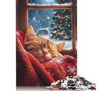 Christmas Winter Cat Jigsaw Puzzles Puzzles for Adults Kids. 1000 Pieces Whimsical Challenge Toy Educational Game Home Decoration for Adults& Kids Age 14 Years Up 1000pcs (75x50cm)