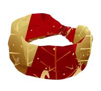 Christmas Winter Forest Red with Reindeer Wide Hairband, Women's Headband, Elastic Non-Slip Headband, Twist Knotted Sport Workout Head Wrap, Hair Accessories