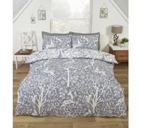 Christmas Winter Forest Woodland Deer Hare Grey Reversible Duvet Cover Set