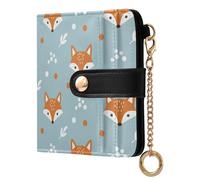 Christmas Winter Fox Blue Print Small Women Wallet PU Leather RFID Blocking Bifold Compact Card Holder with Coin Pocket Zipper Purse for Girls Ladies Women