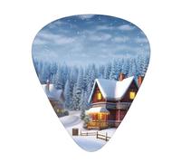 Christmas Winter Happy Scene 12 Pack Guitar Plectrums With Storage Case, 0.46/0.71/0.96mm, Including Thin, Medium Thick Guitar Plectrums For Electric Guitars Bass Ukulele